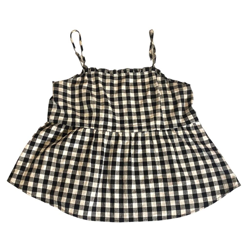 Love on a Hanger Women’s Large Black and White Ginger Peplum Smocked Back Top